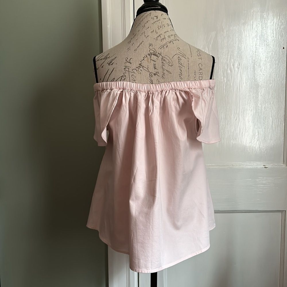 SINCERELY JULES Carmen Flutter Sleeve Pink Off Shoulder Blouse - Picture 6 of 15